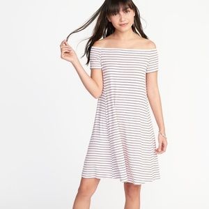 Striped Off the Shoulder Dress